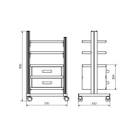 stolik,pod aparaturę medyczną,medyczny,juventas,sta02,rysunek techniczny