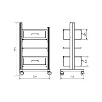 stolik,medyczny,pod aparaturę medyczną,juventas,sta04,rysunek techniczny