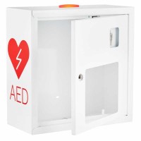 szafka na AED z alarmem dźwiękowym i świetlnym
