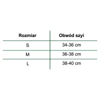 tabelka rozmiarowa,tabelka do kołnierza sztywnego z otworem o-1840